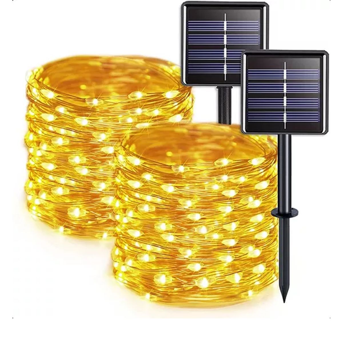 GENERICO - Guirnalda Solar Alambre Hada Led Navideño Pack 2 X20m Cálida