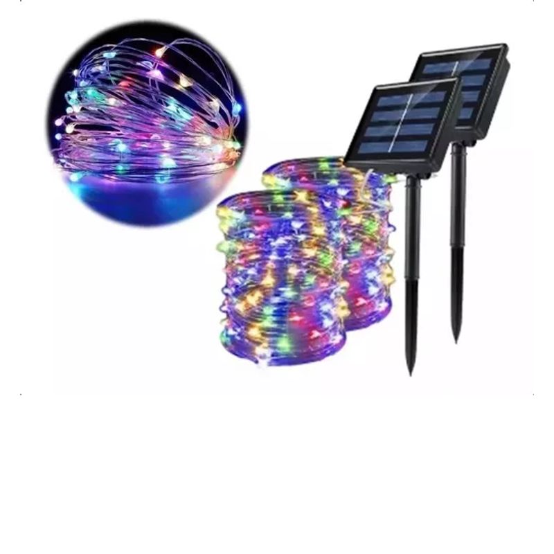 GENERICO - Guirnalda Solar Alambre Hada Led Navideño Pack 2 X20m Cálida
