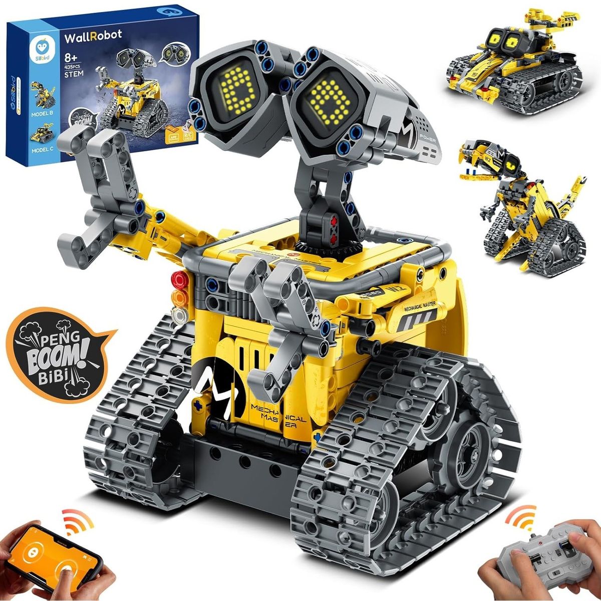 JUGUETON - 3 en 1 Robot Wall-e Autobot y Dinobot Bloques Radio Control