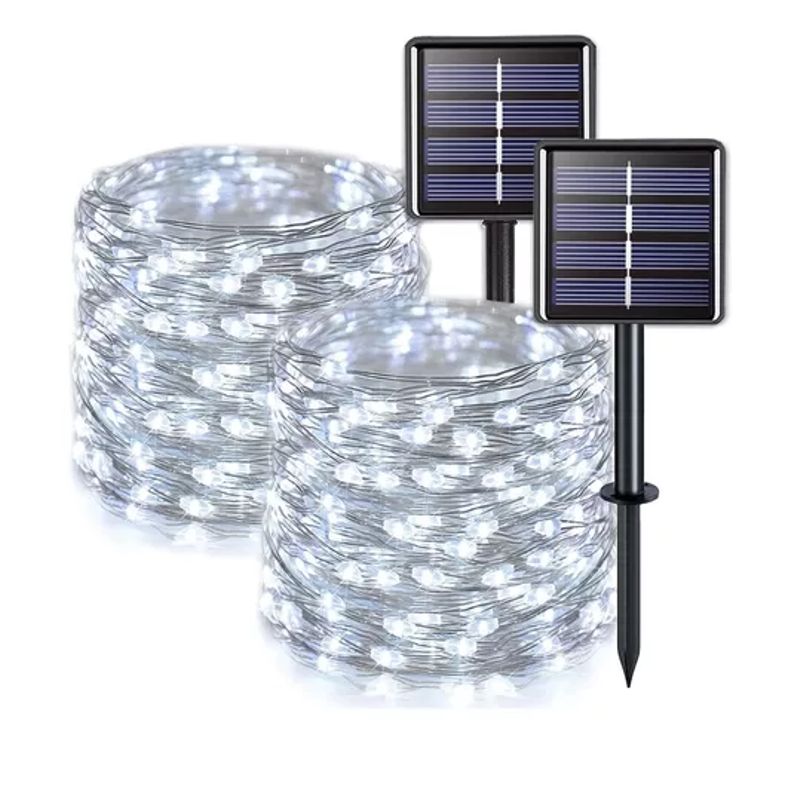GENERICO - Guirnalda Solar Alambre Hada Led Navideño Pack 2 X20m Cálida
