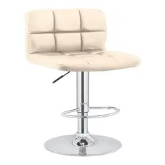 GENERICO - Taburete de Bar Ajustable con Respaldo Color Crema