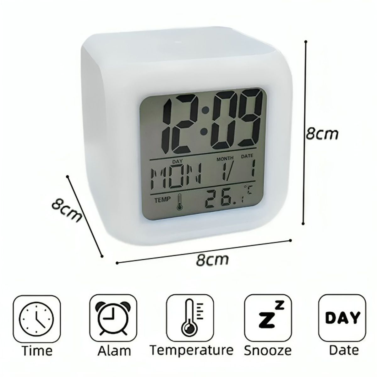 OEM - Reloj Cubo Led Despertador Digital Cambia Color