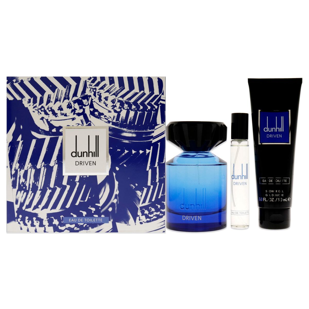 ALFRED DUNHILL - Set de 3 Perfumes Driven Blue EDT100ml + Gel100ml +Spray Set Alfred Dunhill