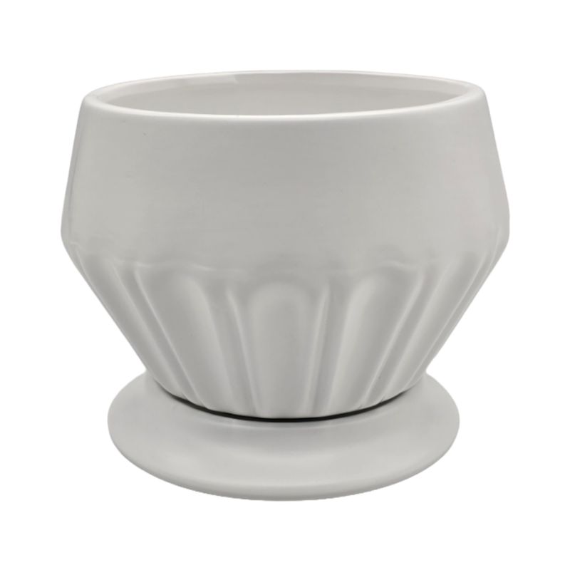 GENERICO - Maceteros Maceta De Ceramica Diamante Elegante Blanco M