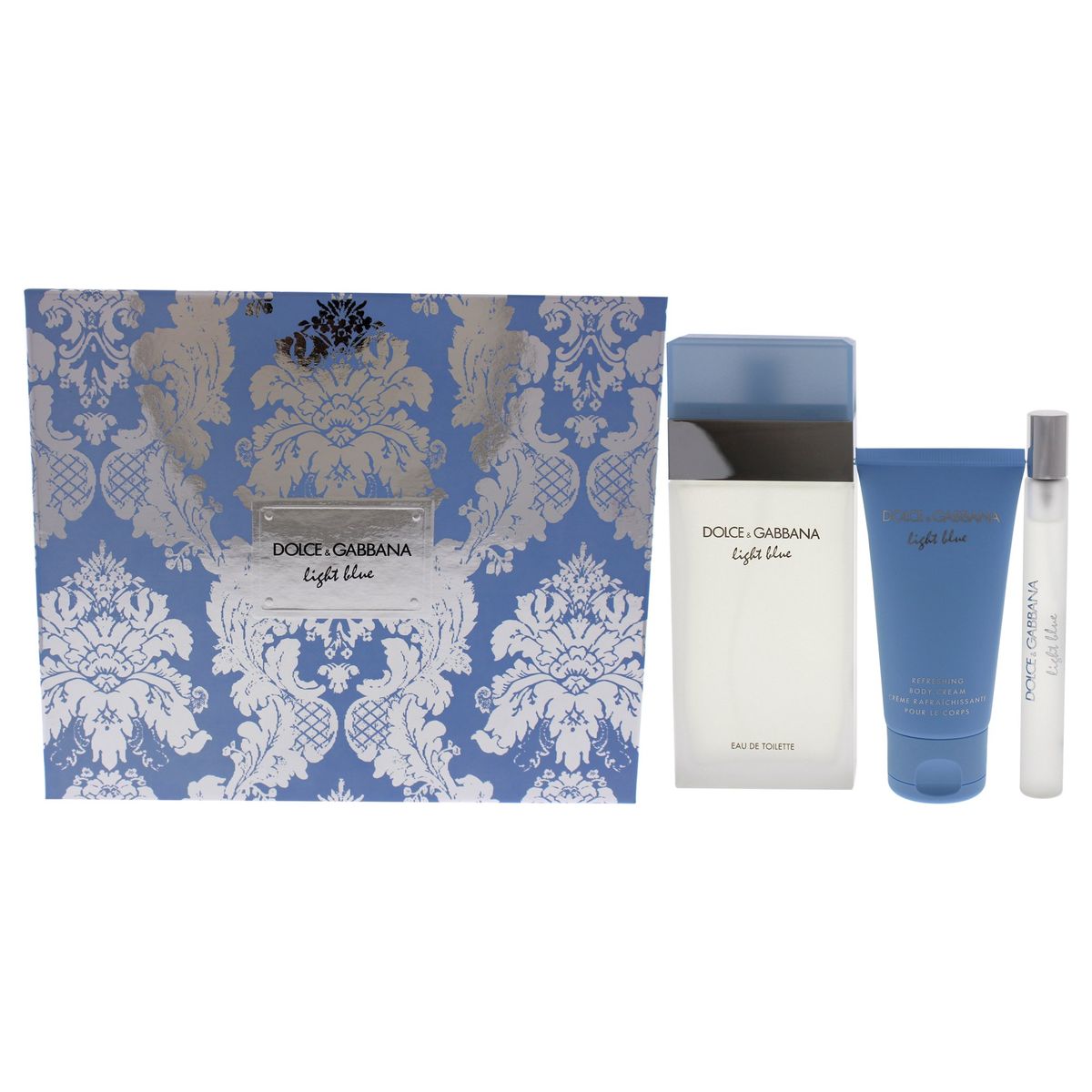 DOLCE&GABBANA - Set Perfume Edt 100ml + Mini 10ml Crema 50ml Light Blue Para Mujer Dolce&gabbana