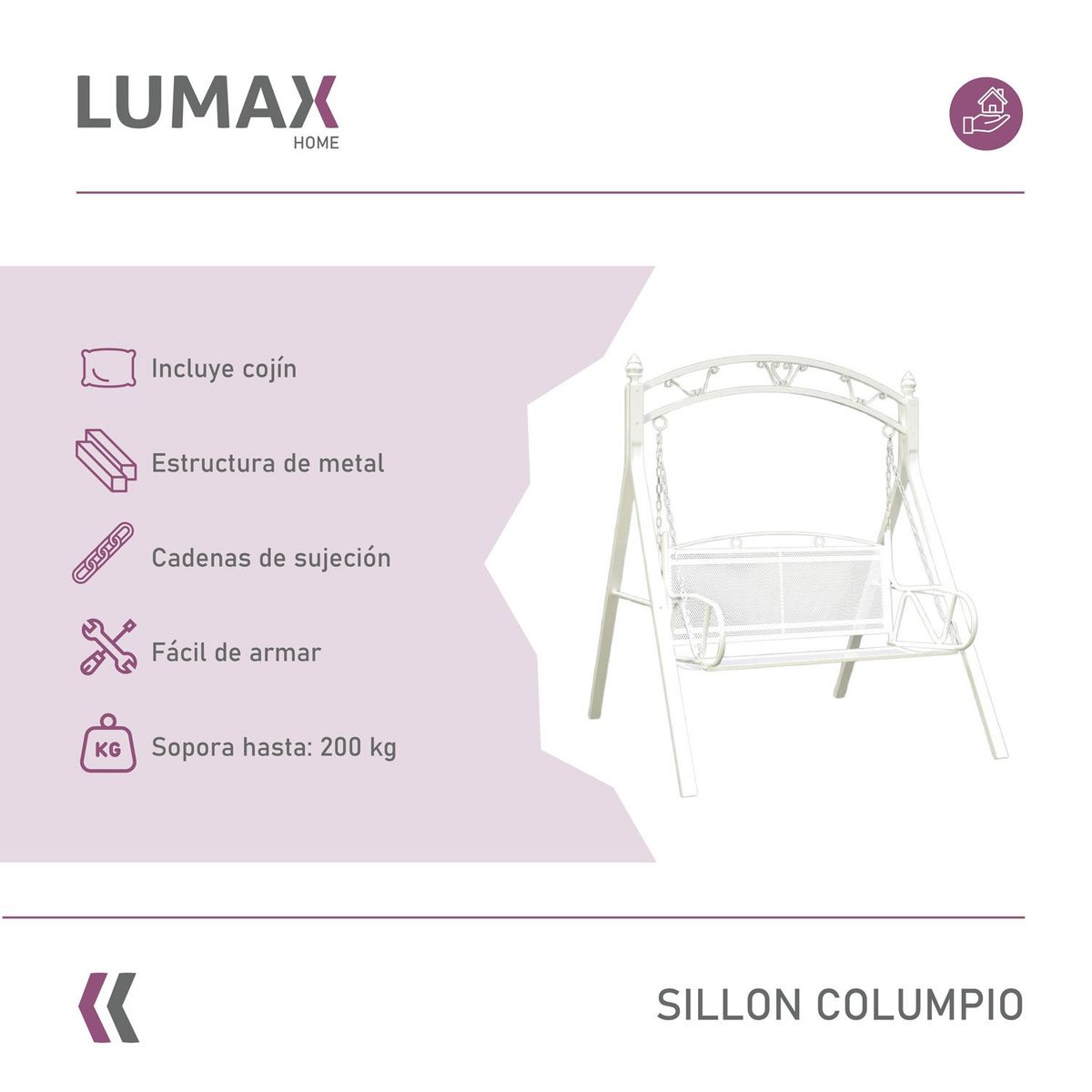 LUMAX - Sillon Columpio Al Aire Libre Jardin Terraza Patio
