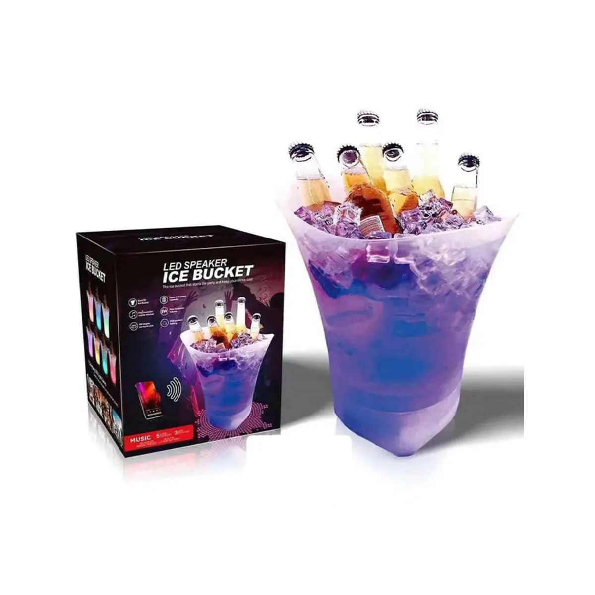 GENERICO - Hielera Parlante Cubetera Led Bluetooth Grande 7l Musical