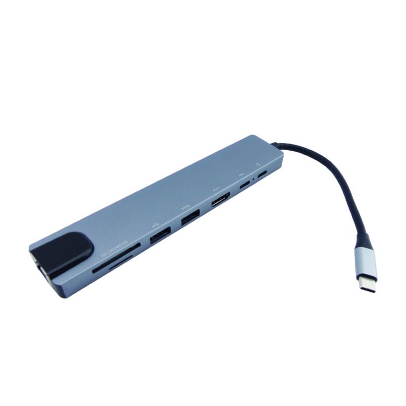 OEM - HUB TYPE-C 8 EN 1 LANHDMI2 USB2 PD TFSD 30