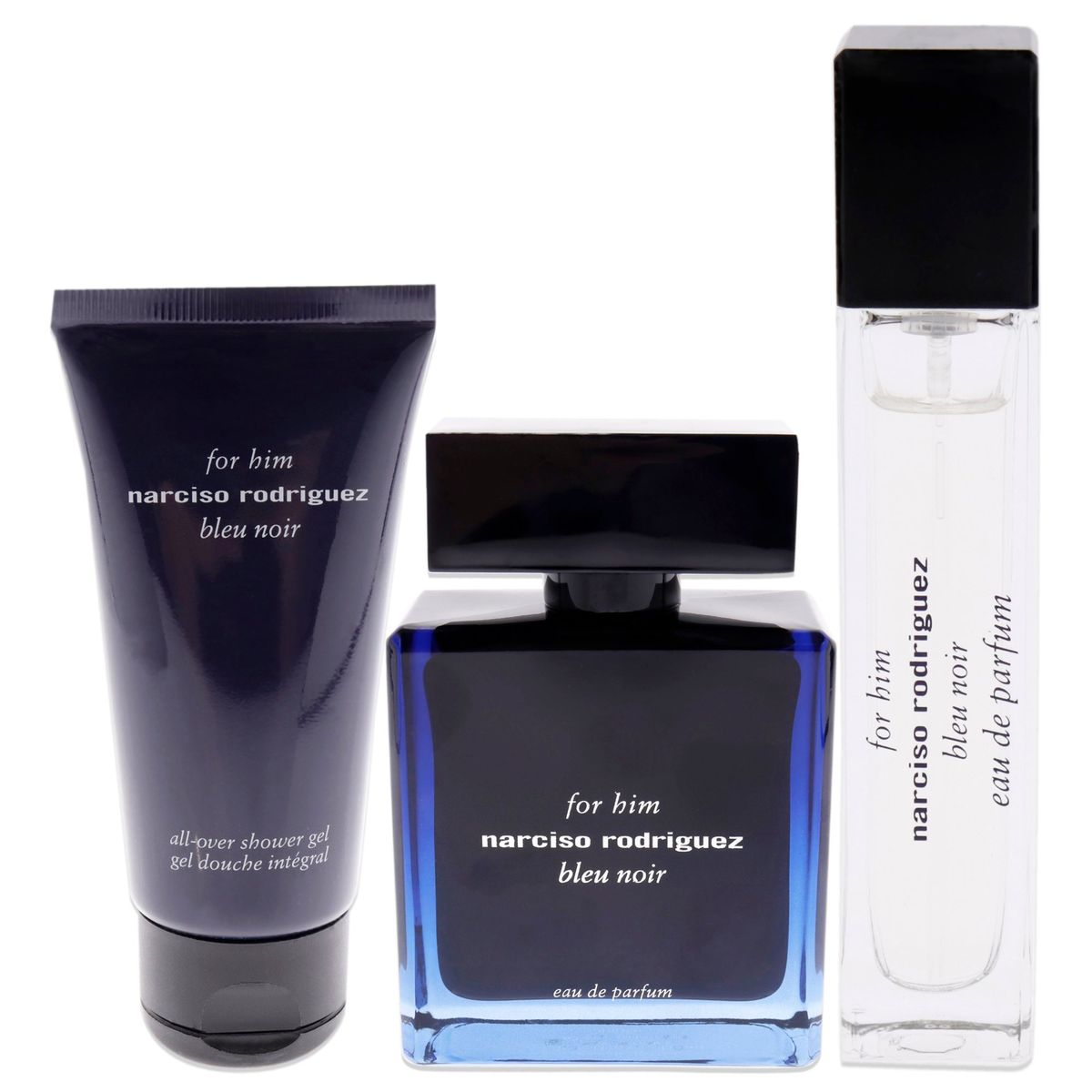 NARCISO RODRIGUEZ - Bleu Noir Set de 3 Fragancias EDP100ml + Gel50ml +EDP10ml Narciso Rodriguez