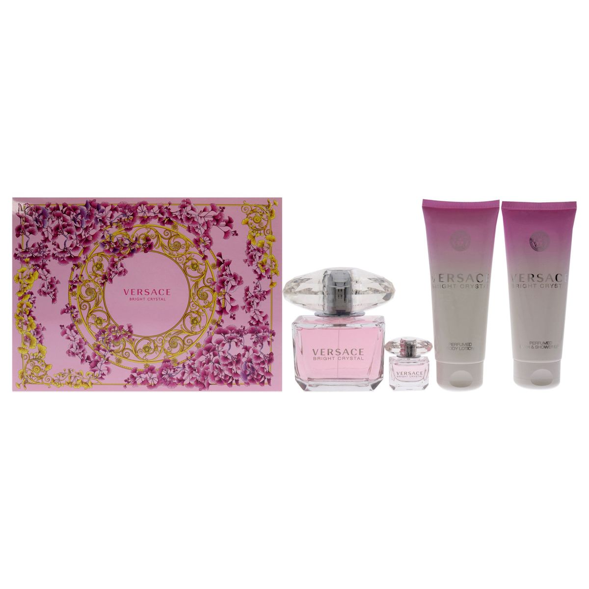 VERSACE - Perfume Mujer Bright Crystal Set 90 Ml Edt + Body Lotion 100 Shower Mini Splash 5 Versace
