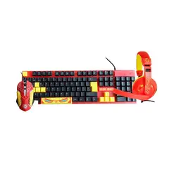 DISNEY - Kit Gamer Marvel Iron Man 3 en 1 Teclado Mouse Audifonos