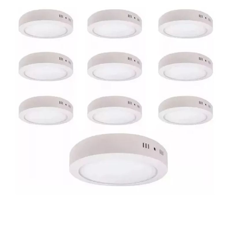 GENERICO - Pack 10 Focoplafón Led 18w Sobrepuesto Redondo Blanco Frío