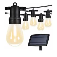 GENERICO - Guirnalda Solar Led 10 Metros Panel Con 10 Ampolletas Led