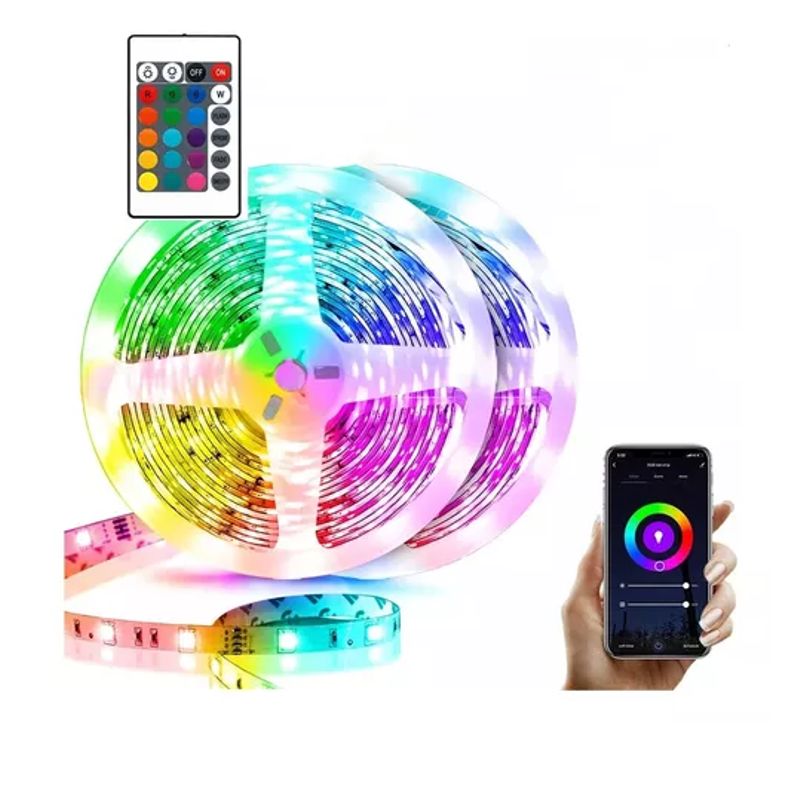 GENERICO - Tira Cinta Luces Led Rgb Wifi 20 Mt Total App Tuya +conector