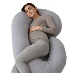 JAGIMA - Cojin Almohada Maternal Gris Pre y Post Natal Funda Extra Suave