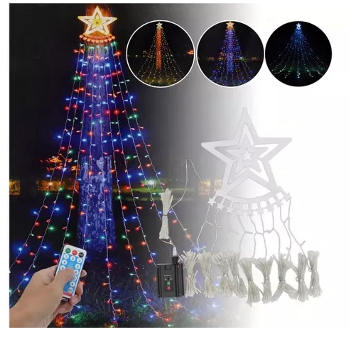 GENERICO - Luces Cascada Arbol Navidad Guirnalda Luz Navidad Solar Led