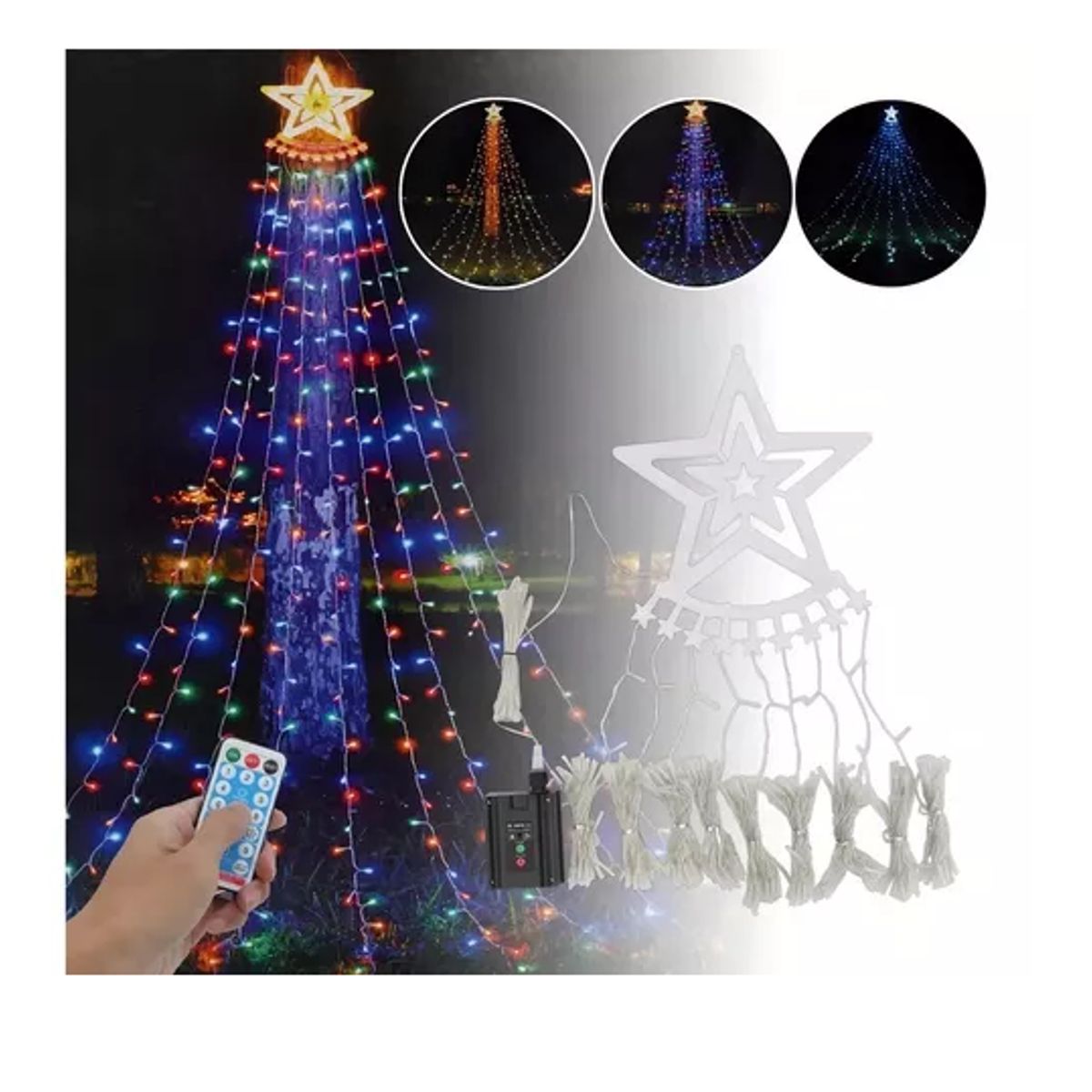 GENERICO - Luces Cascada Arbol Navidad Guirnalda Luz Navidad Solar Led