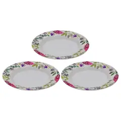 GENERICO - Set 6 Platos de Melamina color Blanco con Diseño de Hojas de 22 cm