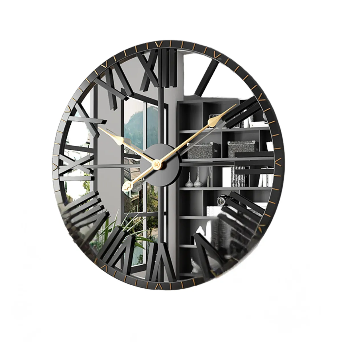 GENERICO - Reloj De Pared Decorativo 60 cm Con Fondo Espejo Diseño Retro