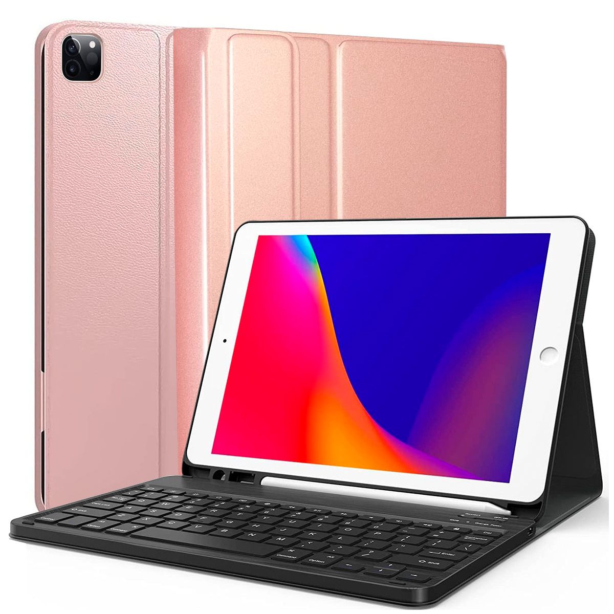 JOIGO - Funda Con Teclado Español Para iPad 12.9 Con Ranura Rosado
