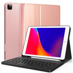 JOIGO - Funda Con Teclado Español Para iPad 12.9 Con Ranura Rosado.