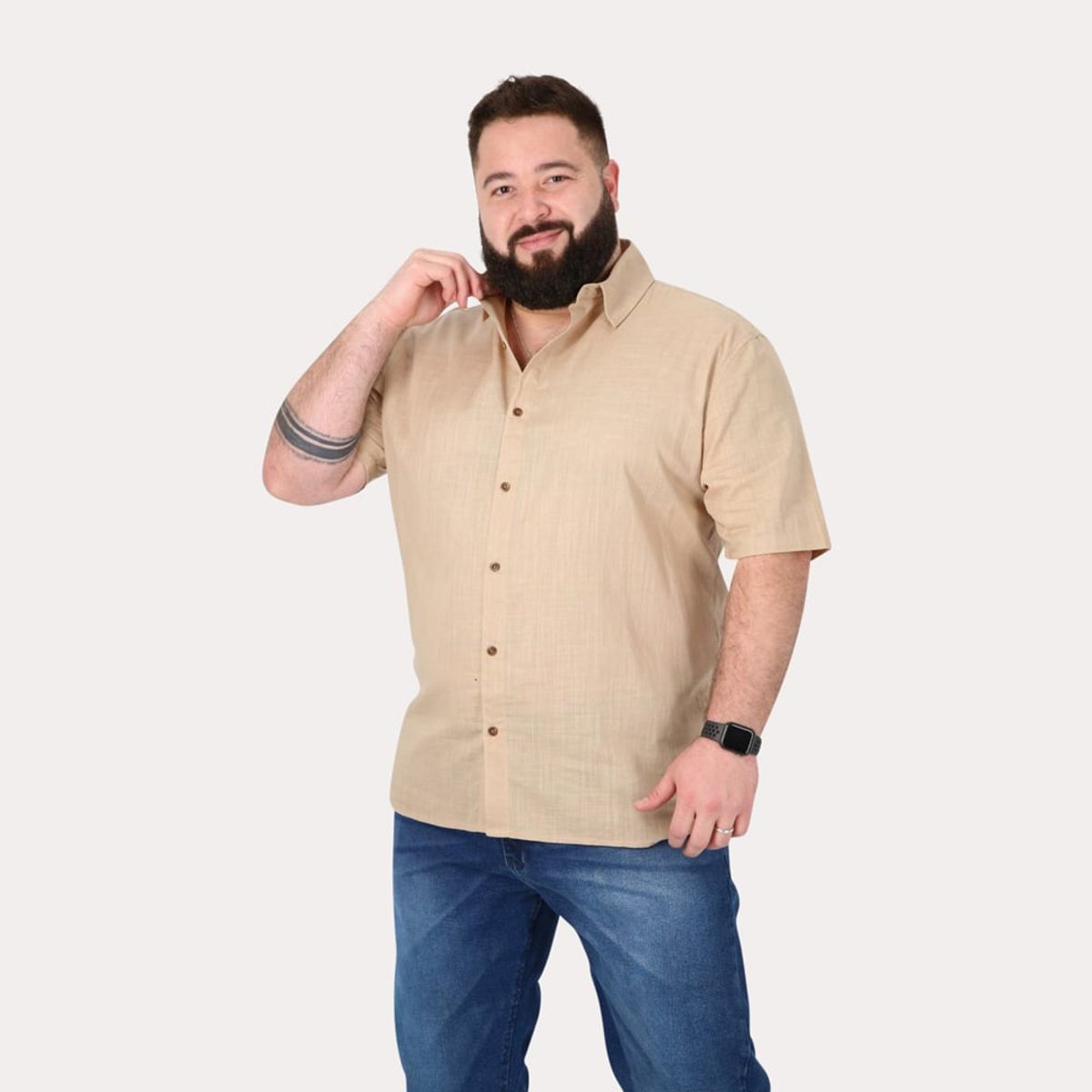 GANGSTER - Camisas Mc Algodón Imbe Beige Gangster