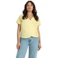 DOCKERS - Blusa Mujer Wrap Regular Fit Amarilla