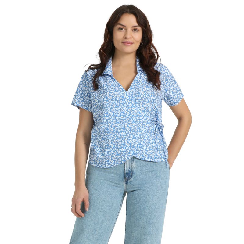 DOCKERS - Blusa Mujer Wrap Regular Fit Azul Dockers