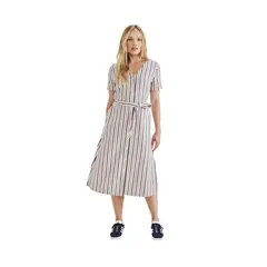 DOCKERS - Vestido Mujer Midi Rojo Rayado