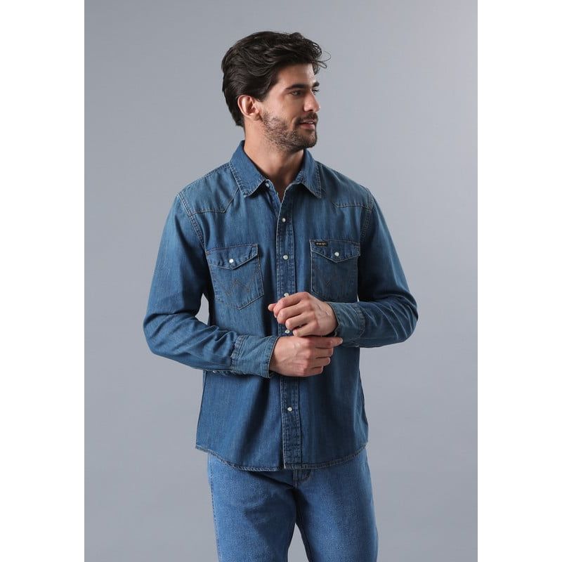 WRANGLER - Camisa Regular Fit Denim LS Azul