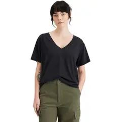 DOCKERS - Polera Mujer Deep V-Neck Regular Fit Negro