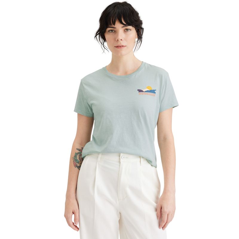 DOCKERS - Polera Mujer Graphic Slim Fit Gris Dockers
