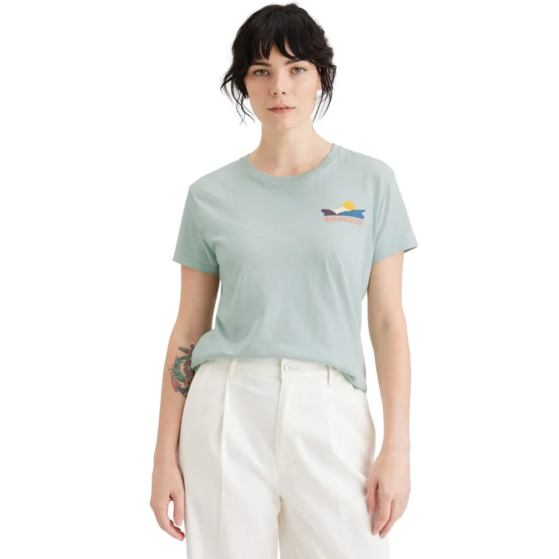 DOCKERS - Polera Mujer Graphic Slim Fit Gris Dockers