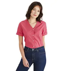 DOCKERS - Blusa Mujer V Neck Button Up Regular Fit Roja