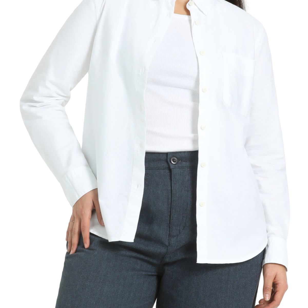 DOCKERS - Blusa Mujer Original Core Woven Regular Fit Blanco Dockers
