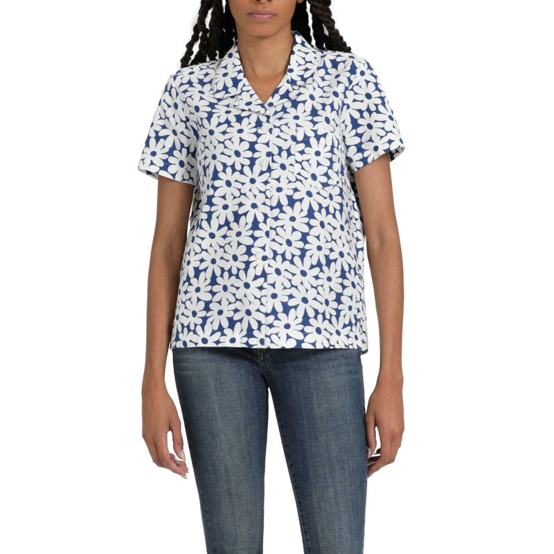 DOCKERS - Blusa Mujer Camp Collar Regular Fit Azul Dockers