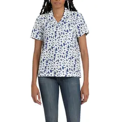 DOCKERS - Blusa Mujer Camp Collar Regular Fit Azul