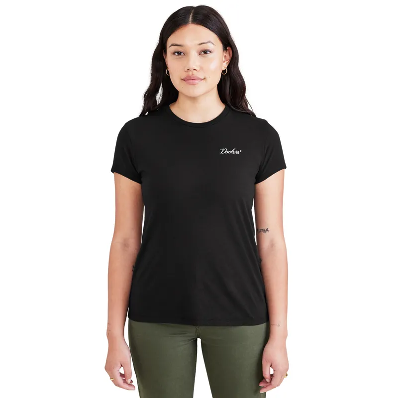DOCKERS - Polera Mujer Graphic Tee Slim Fit Negro Dockers
