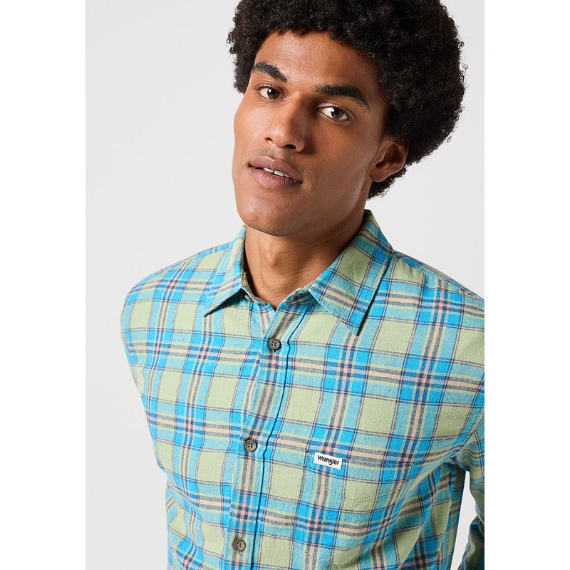 WRANGLER - Camisa Regular Fit 1 Pocket LS Verde