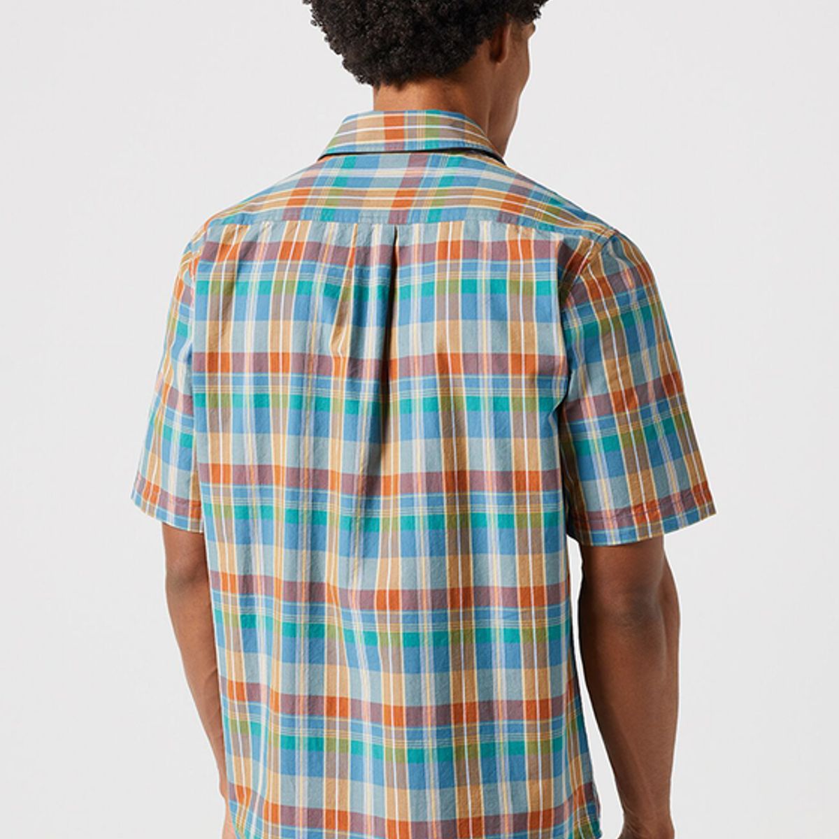 WRANGLER - Camisa Regular Fit 1 Pocket Plaid SS Celeste