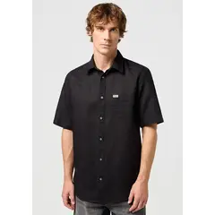 WRANGLER - Camisa Regular Fit Linen SS Negro