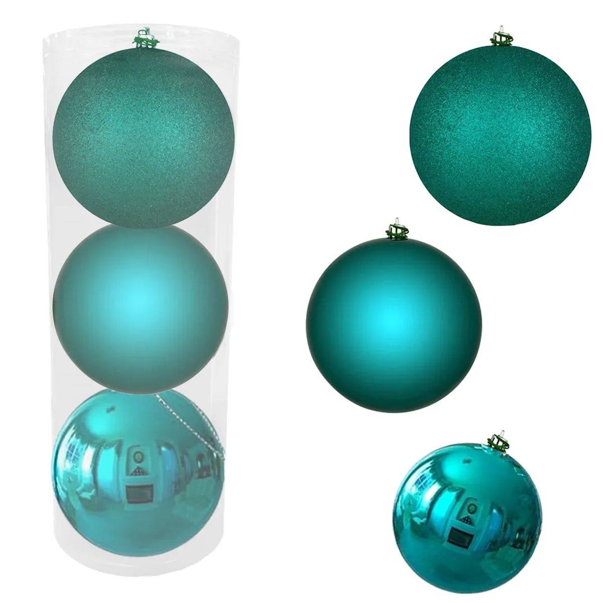 GENERICO - Set 3 Esferas Bolas de Navidad 12 cm Turquesa Decoración