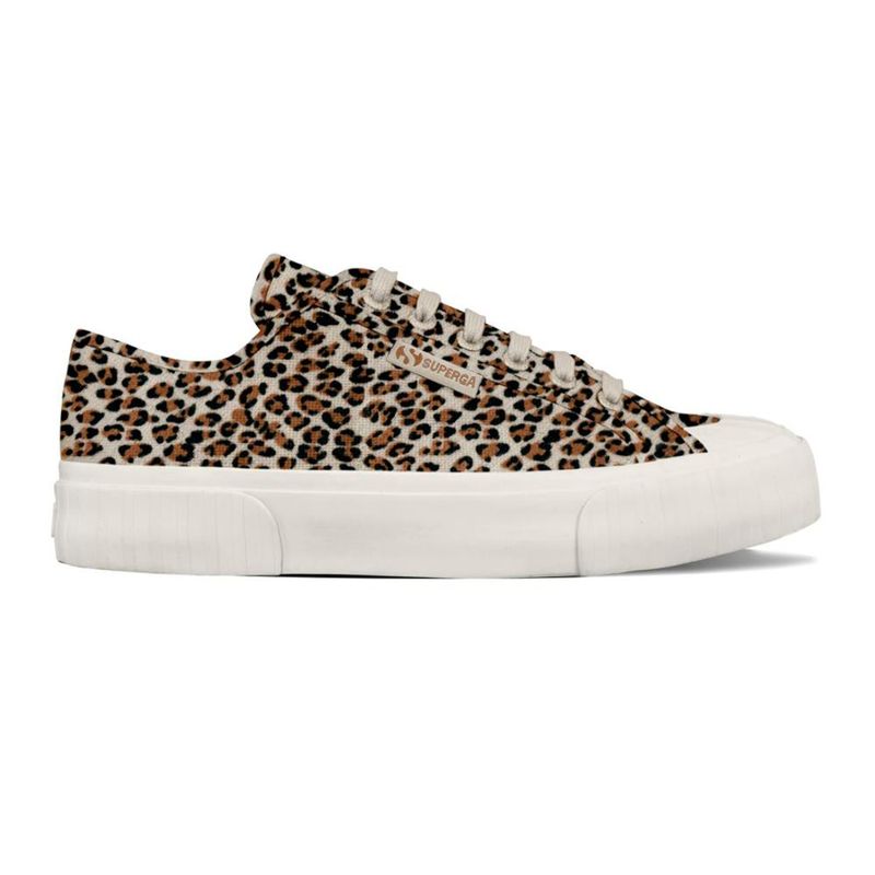 SUPERGA - Zapatilla 2630 Stripe Classic Leopard Print - Café