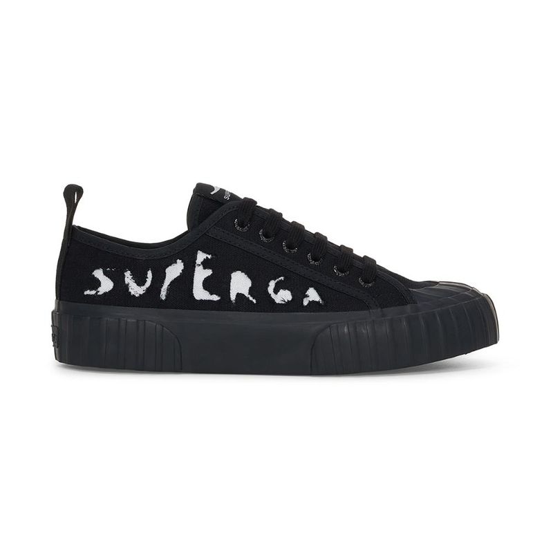 SUPERGA - Zapatilla 2630 Ripped Logo Black White - Negro