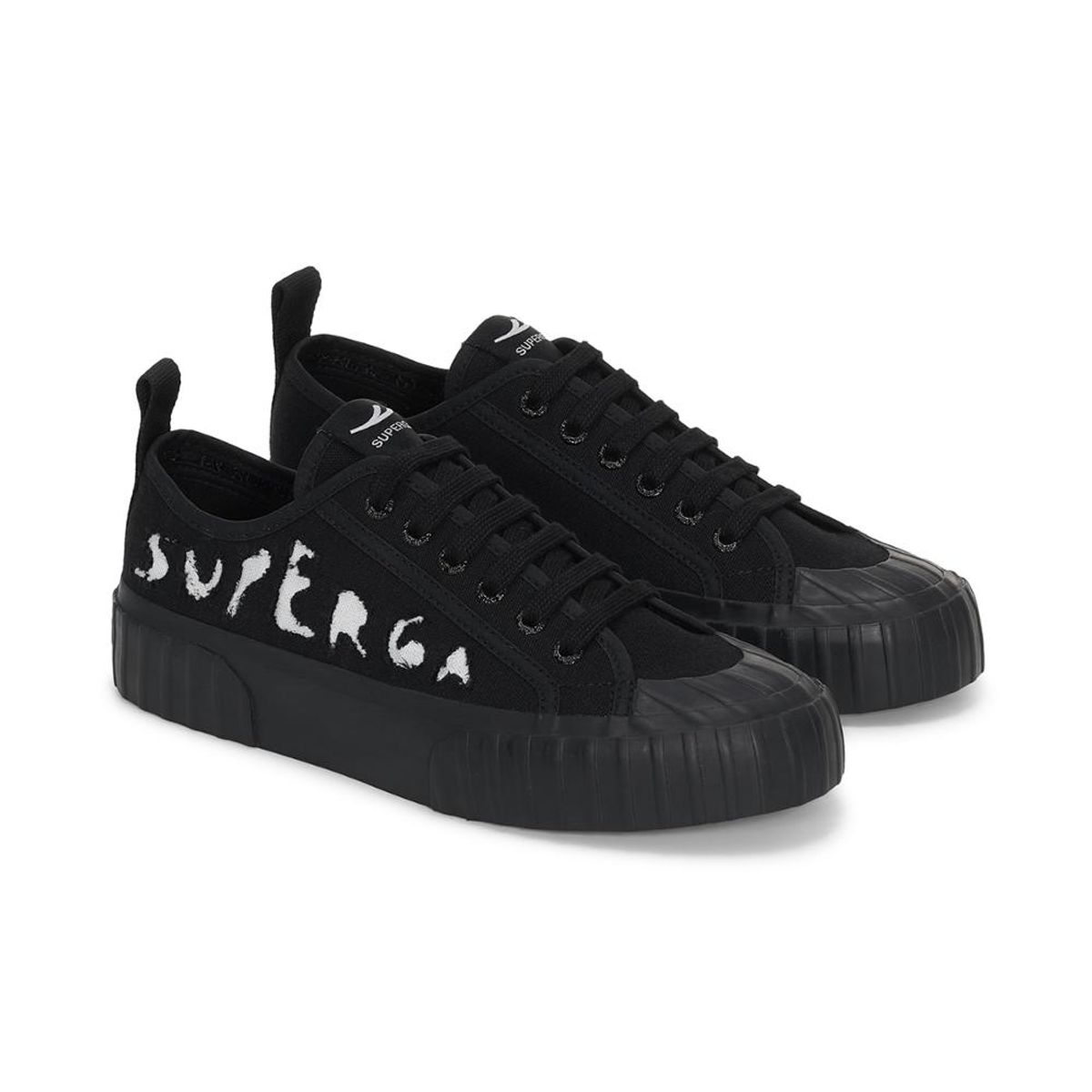 SUPERGA - Zapatilla 2630 Ripped Logo Black White - Negro
