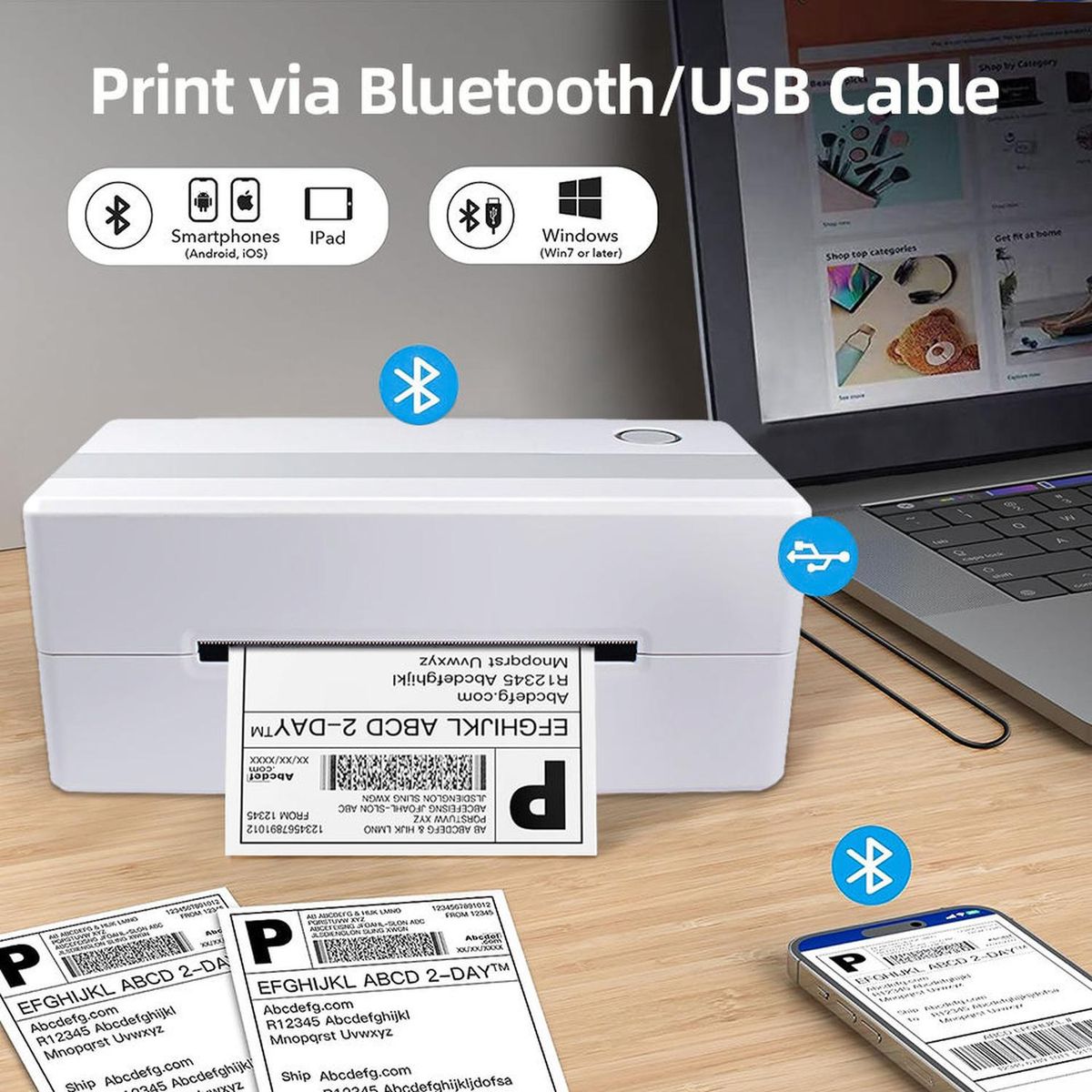 JAGIMA - Impresora Térmica de Etiquetas Bluetooth Tipo Phomemo 4x6