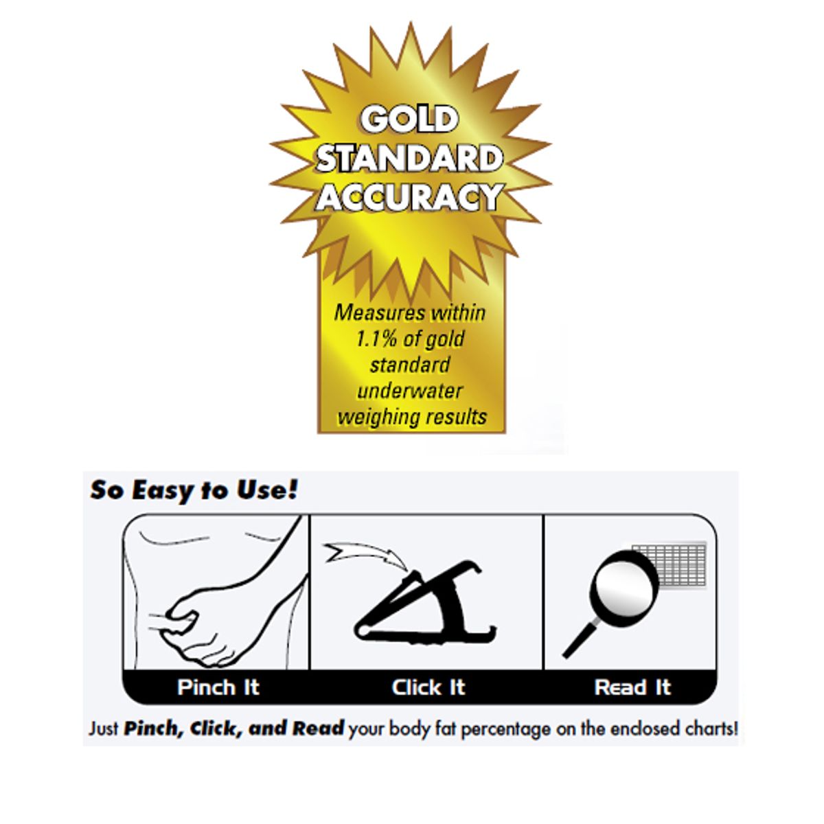 GENERICO - Caliper Medidor De Grasa Corporal Manual Accufitness 3000