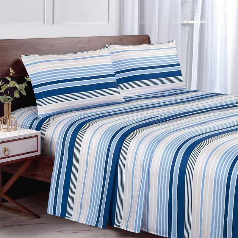 ANDES - SABANA ANDES MICROFIBRA ESTAMPADA LINEAS AZUL 15 PLAZA