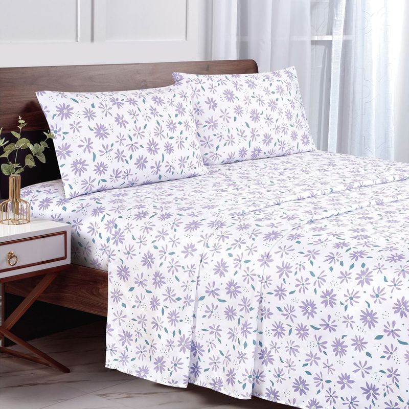 ANDES - SABANA ANDES MICROFIBRA ESTAMPADA HOJA LILA 15 PLAZA