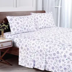 ANDES - SABANA MICROFIBRA ESTAMPADA HOJA LILA 2 PLAZA